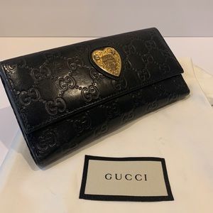 🔥 Authentic GUCCI Leather Wallet Heart Guccissima